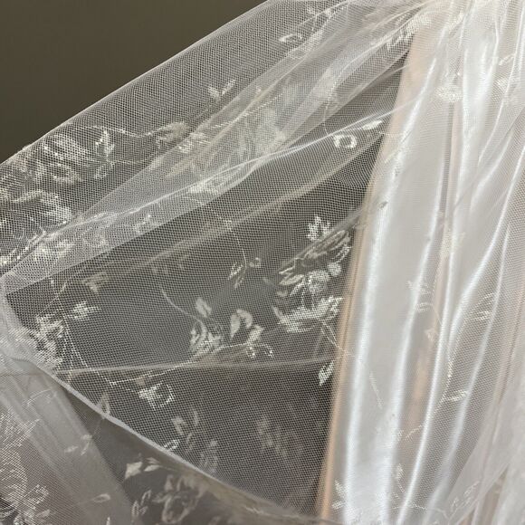 VNTG Gunne Sax Jessica McClintock Wedding Prom Cocktail Satin Floral Lace Dress - Picture 4 of 16